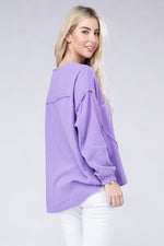 Load image into Gallery viewer, Double Gauze Oversized 3/4 Button Henley Neck Top
