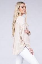 Load image into Gallery viewer, Double Gauze Oversized 3/4 Button Henley Neck Top
