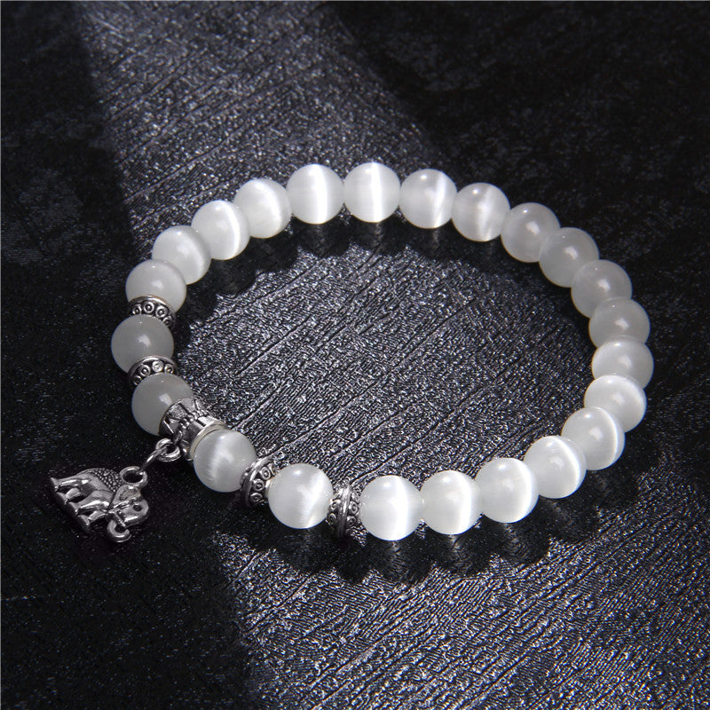 Lovely White Beads Charm Bracelet