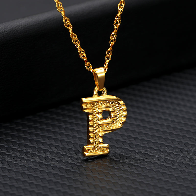 Initial Letters Gold-Plated Pendant Necklace