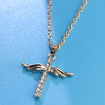 Load image into Gallery viewer, Simple Cross Diamond Angel Wings Pendant
