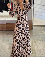 Load image into Gallery viewer, Leopard Print Long Sleeves Dress
