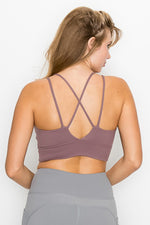 Load image into Gallery viewer, Cross Back Front Slit Sports Bra
