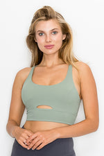 Load image into Gallery viewer, Cross Back Front Slit Sports Bra
