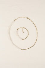 Load image into Gallery viewer, Nola Gold Chain Pearl Bracelet and Necklace Set
