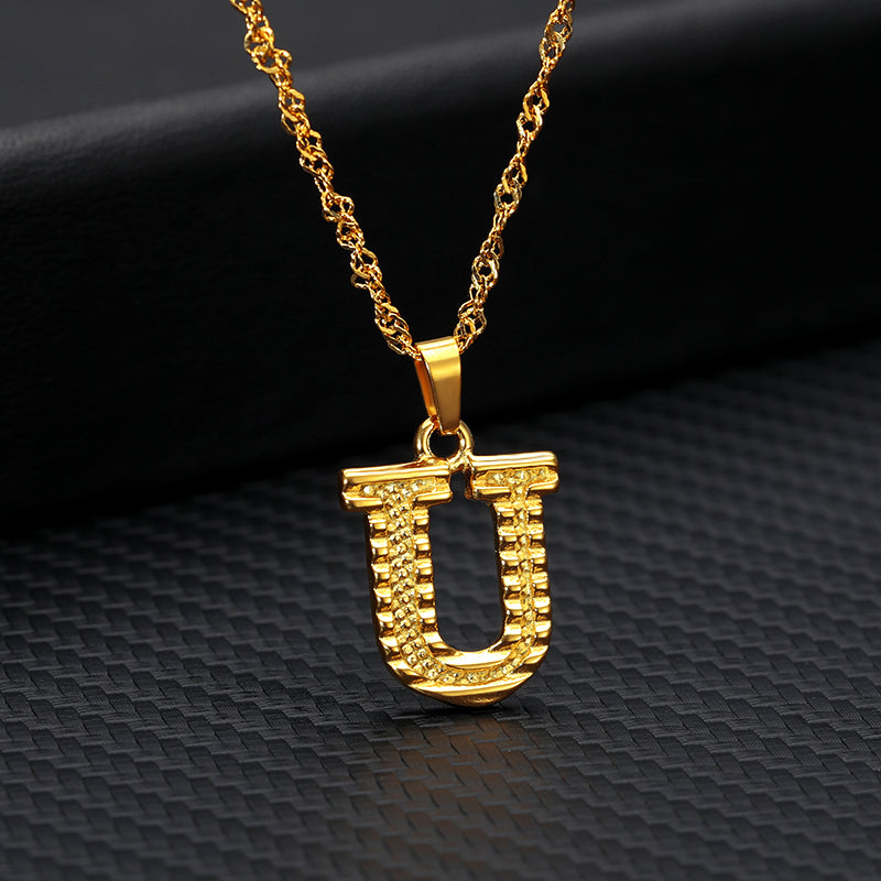 Initial Letters Gold-Plated Pendant Necklace