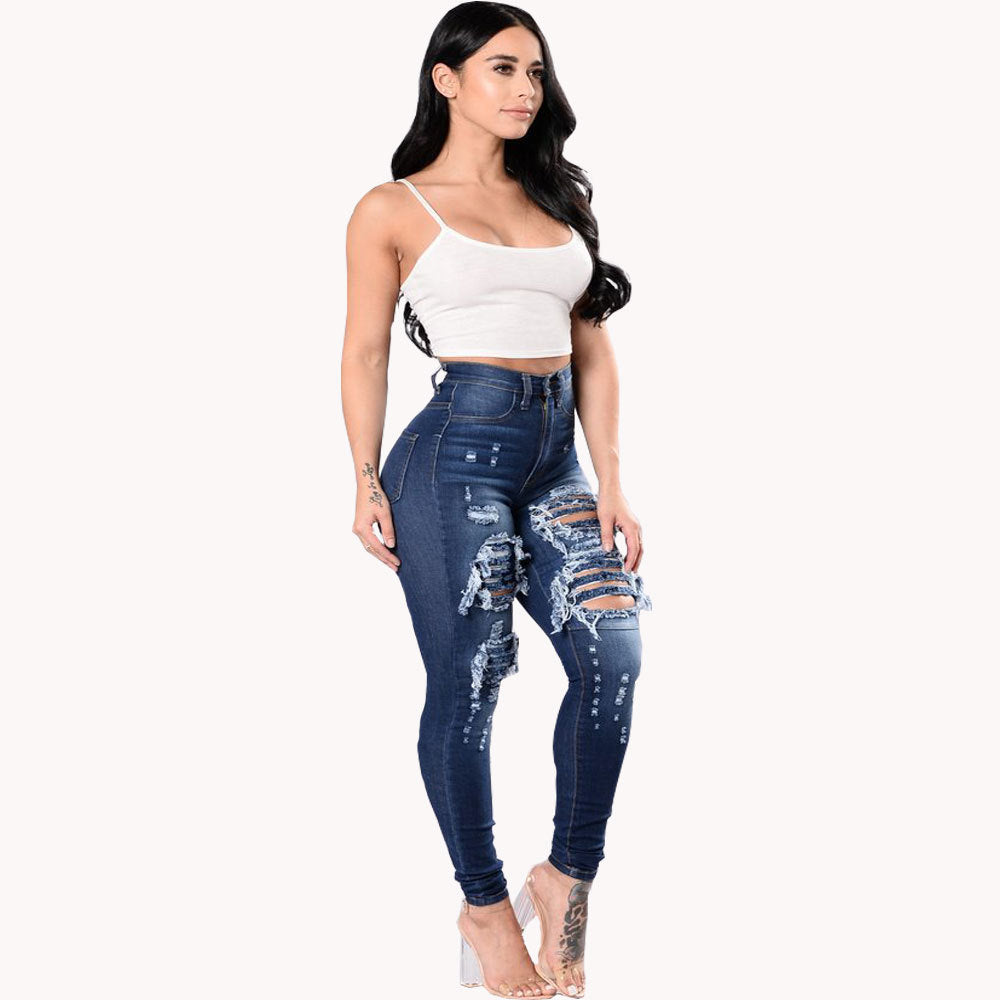 Carolina Distressed Dark Blue Jeans