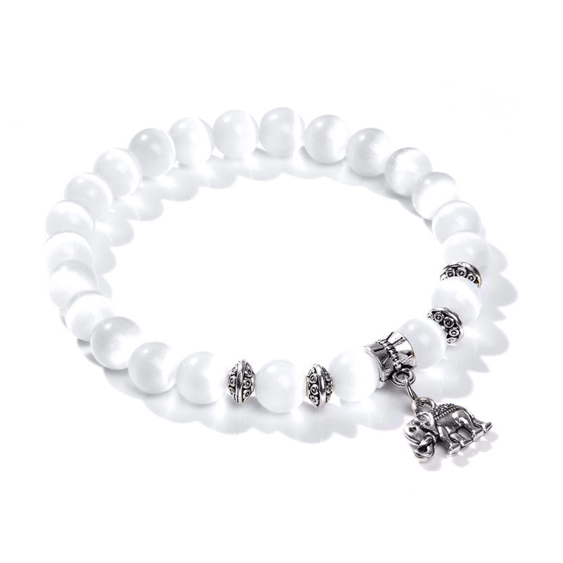 Lovely White Beads Charm Bracelet