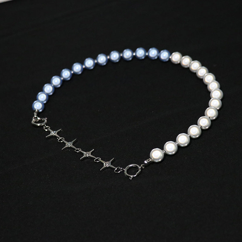 Luminous Pearl Stitching Necklace