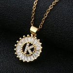 Load image into Gallery viewer, Initial Necklace Copper Inlaid Cubic Zircon
