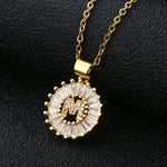 Load image into Gallery viewer, Initial Necklace Copper Inlaid Cubic Zircon
