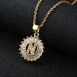 Load image into Gallery viewer, Initial Necklace Copper Inlaid Cubic Zircon
