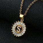 Load image into Gallery viewer, Initial Necklace Copper Inlaid Cubic Zircon
