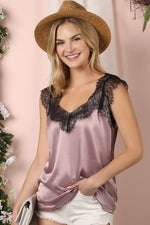 Load image into Gallery viewer, Eyelash Lace Silky Camisole Blouse
