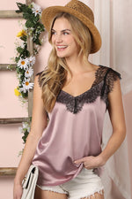 Load image into Gallery viewer, Eyelash Lace Silky Camisole Blouse
