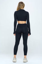 Load image into Gallery viewer, 2 Piece Long Sleeve Activewear Set Top and Leggings
