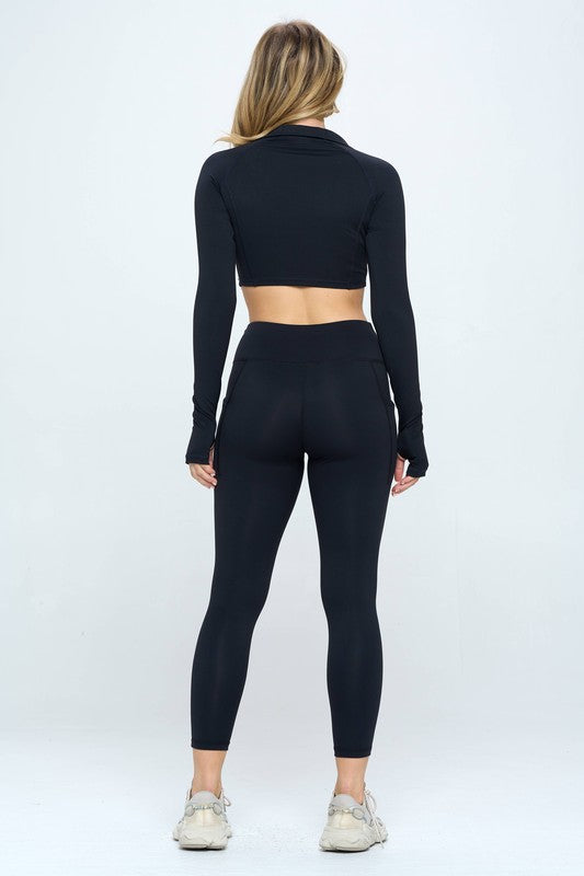 2 Piece Long Sleeve Activewear Set Top and Leggings