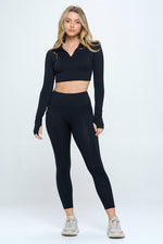 Load image into Gallery viewer, 2 Piece Long Sleeve Activewear Set Top and Leggings
