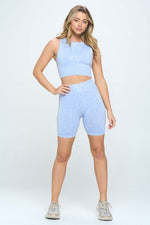 Load image into Gallery viewer, 2 Piece Mineral wash seamless biker shorts set
