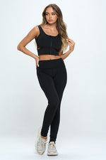 Load image into Gallery viewer, 2 Piece Zip Up Crop Sports Tank Top Set
