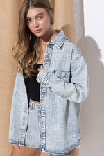 Load image into Gallery viewer, Sparkle Stone Stripe Denim Jacket
