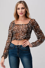 Load image into Gallery viewer, Leopard Mesh Crop Top
