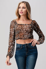 Load image into Gallery viewer, Leopard Mesh Crop Top
