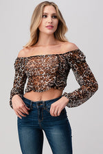 Load image into Gallery viewer, Leopard Mesh Crop Top
