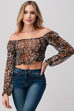 Load image into Gallery viewer, Leopard Mesh Crop Top
