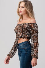 Load image into Gallery viewer, Leopard Mesh Crop Top
