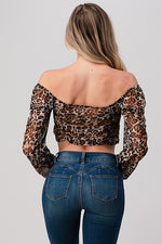 Load image into Gallery viewer, Leopard Mesh Crop Top
