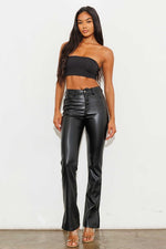 Load image into Gallery viewer, Vegan Leather Side Slit Bootcut
