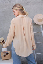 Load image into Gallery viewer, Oversized Long Sleeve Button Down Chiffon Blouse
