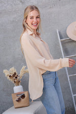 Load image into Gallery viewer, Oversized Long Sleeve Button Down Chiffon Blouse
