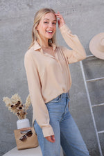 Load image into Gallery viewer, Oversized Long Sleeve Button Down Chiffon Blouse
