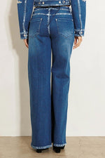 Load image into Gallery viewer, Crossed Low Rise Hand Blush Painting Wide Jeans
