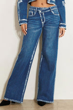 Load image into Gallery viewer, Crossed Low Rise Hand Blush Painting Wide Jeans
