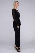 Load image into Gallery viewer, Sheer sleeve and Wide leg Jumpsuit
