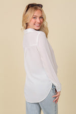 Load image into Gallery viewer, Oversized Long Sleeve Button Down Chiffon Blouse
