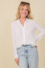 Load image into Gallery viewer, Oversized Long Sleeve Button Down Chiffon Blouse
