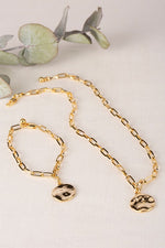 Load image into Gallery viewer, Journi Gold Coin Pendant Bracelet and Necklace Set
