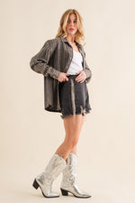 Load image into Gallery viewer, Sparkle Stone Stripe Denim Jacket
