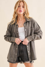 Load image into Gallery viewer, Sparkle Stone Stripe Denim Jacket
