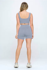 Load image into Gallery viewer, 2 Piece Seamless Ribbed Tank Top  Biker Shorts
