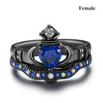 Load image into Gallery viewer, Crown Love Sapphire Dark Ring
