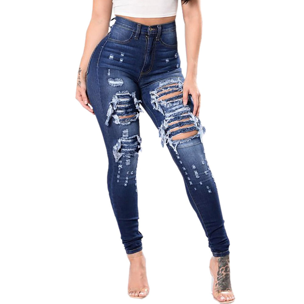 Carolina Distressed Dark Blue Jeans