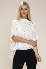 Load image into Gallery viewer, Batwing sleeve mock neck blouse
