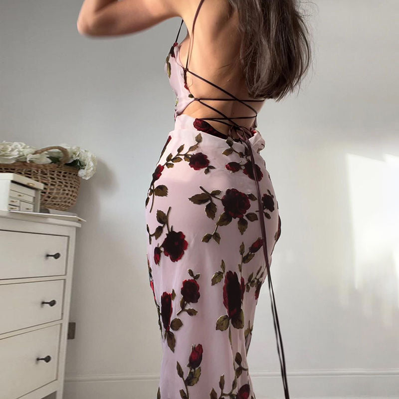 Laylani Open Back Rose Print Dress