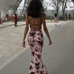 Load image into Gallery viewer, Laylani Open Back Rose Print Dress
