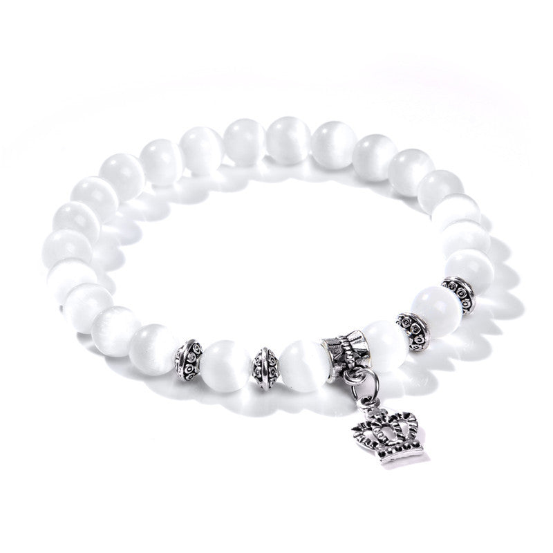 Lovely White Beads Charm Bracelet